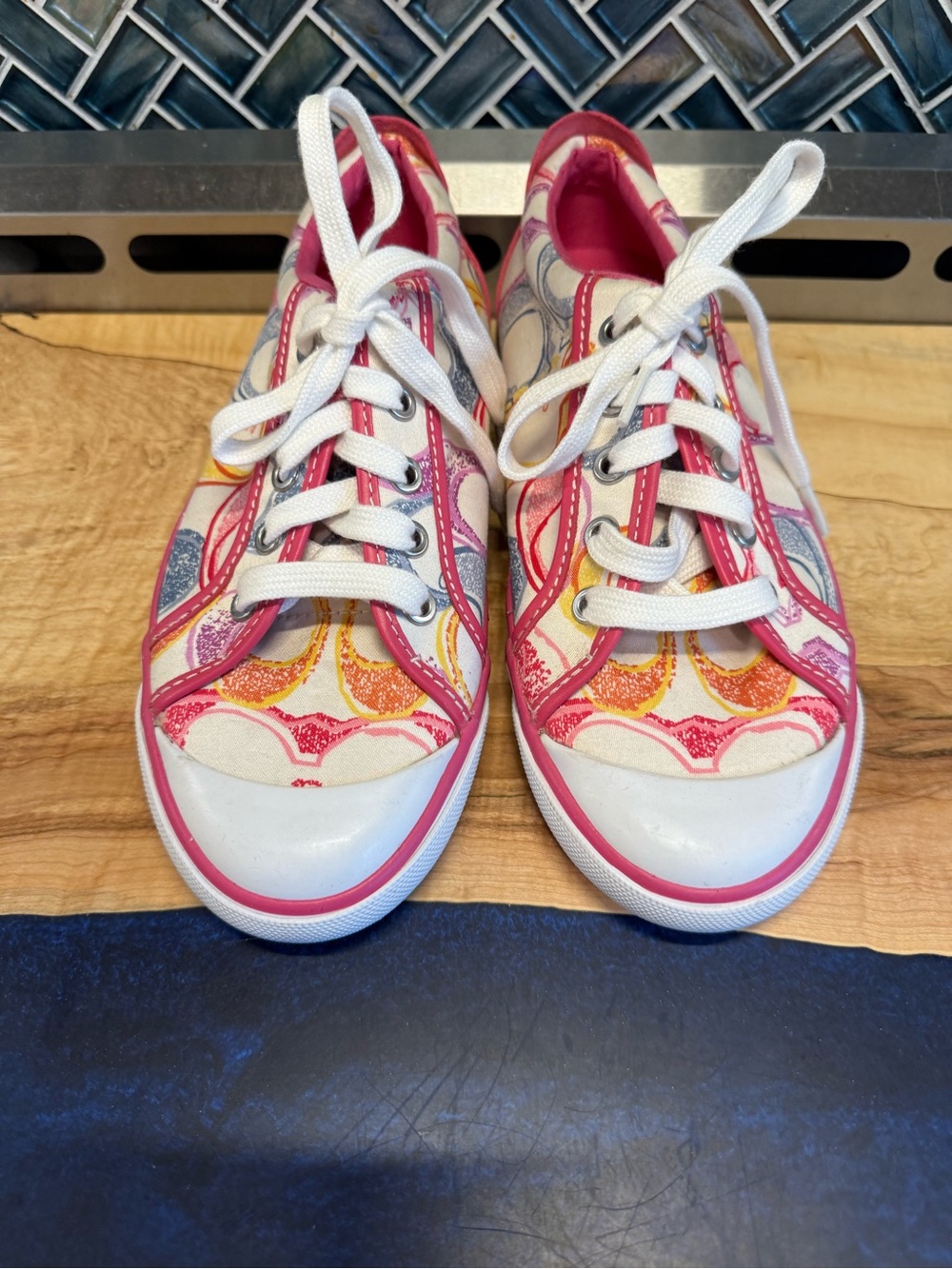 Coach Pink Multicolor Signature Low-Top Sneakers
